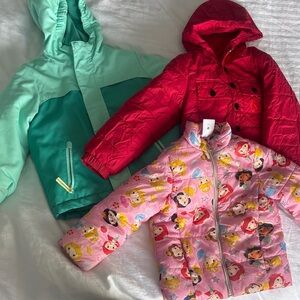 BUNDLE LOT of 3 Toddler Girl Winter Warm Jackets in Size 3T Pink Red Green